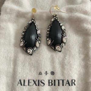 Alexis Bittar Black Lucite and Crystal Earrings